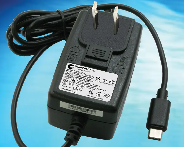 GlobTek offers a low cost wall plug in power supply adapter with full compliance to USB 3.1 standards and terminated in a USB Type C connector. This product is fully compliant with ITE, Medical, and household... GlobTek offers a low cost wall plug in power supply adapter with full compliance to USB 3.1 standards and terminated in a USB Type C connector. This product is fully compliant with ITE, Medical, and household...